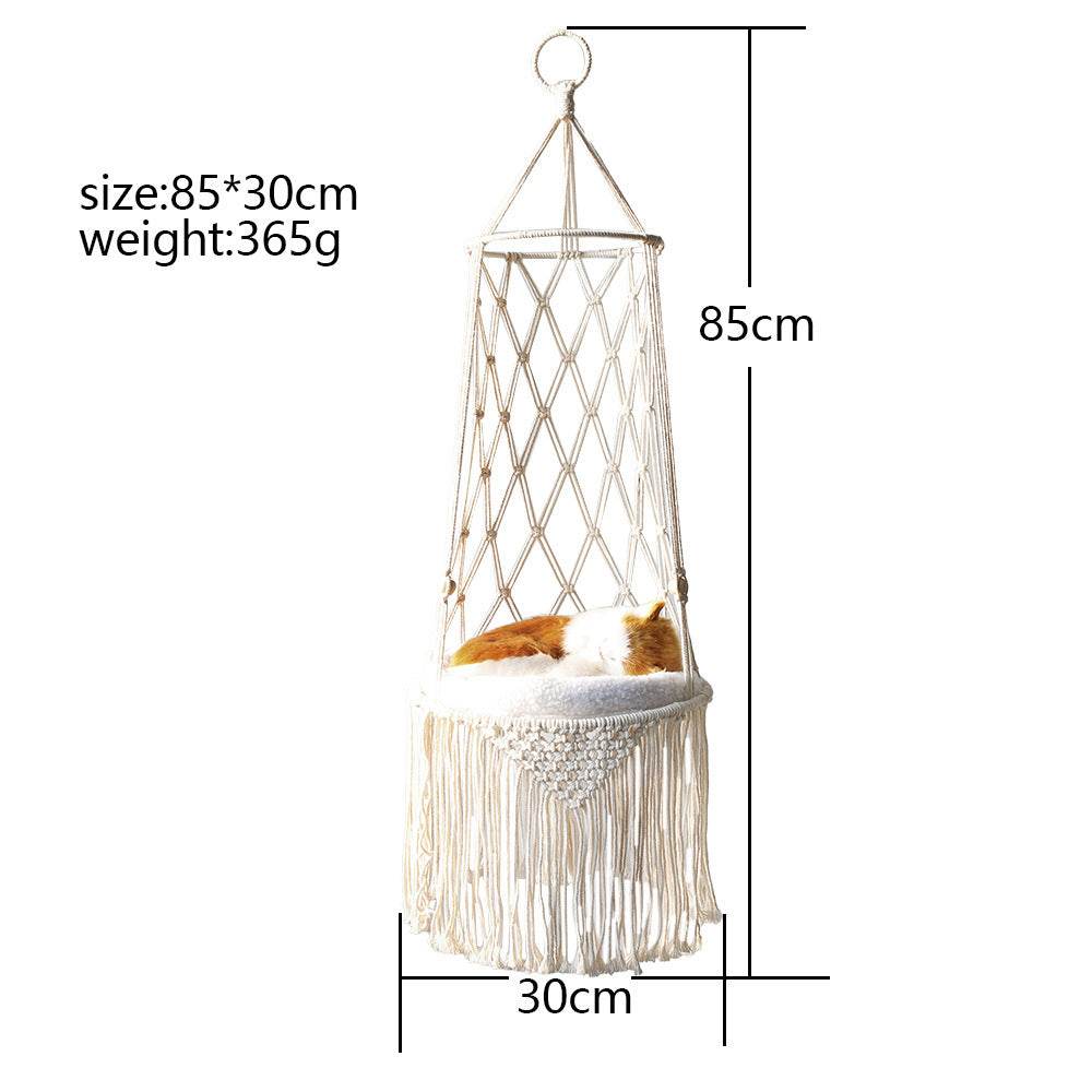 Macrame Hanging Cat Hammock Pet Bed - Sleep Galleria