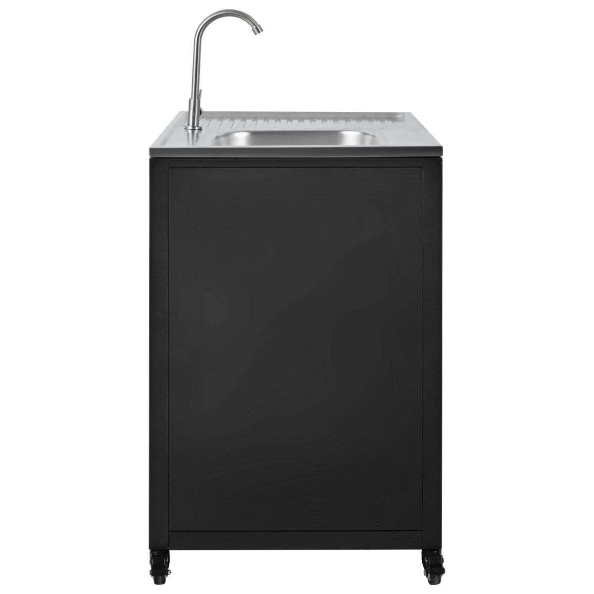 Matte Black Outdoor Movable Stainless Steel Kitchen Sink Station - Omega Lifestyles