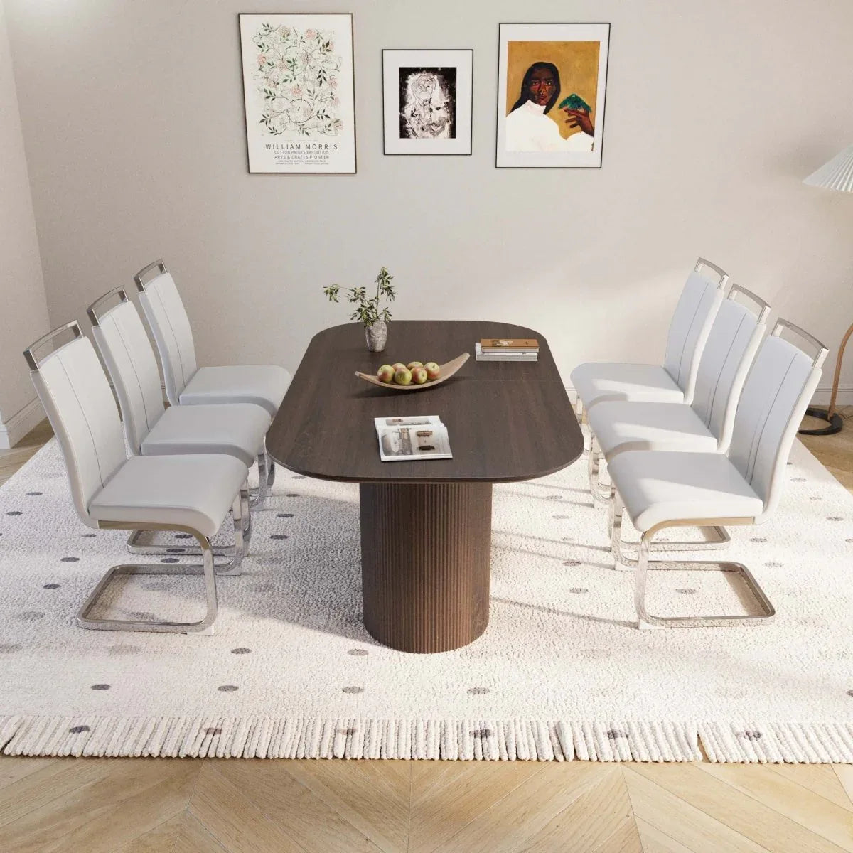 Medieval Modern 7-Piece Brown MDF Dining Table Set - Omega Lifestyles