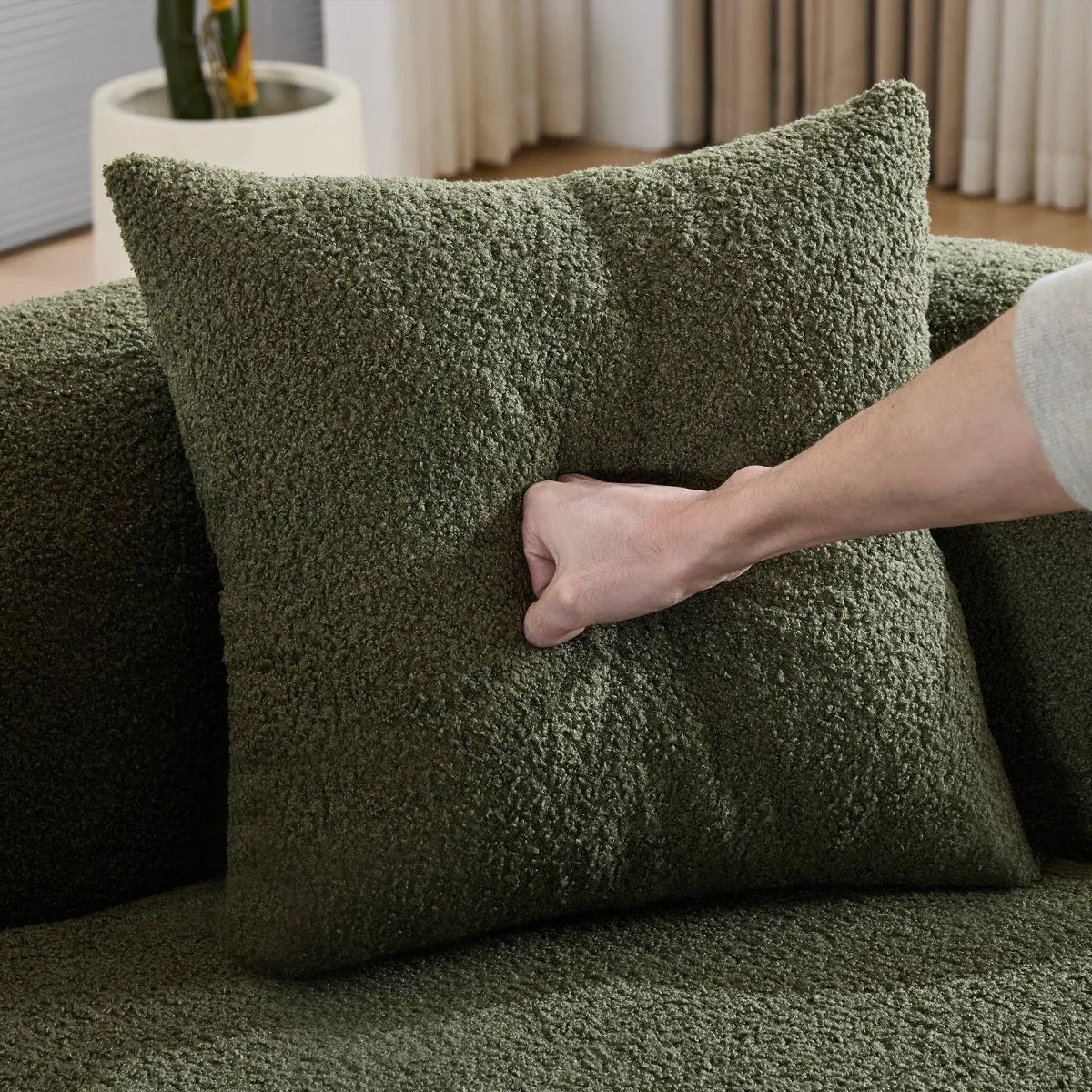 Medium-Firm 67-Inch Curved Foam Spring Loveseat Green - Omega Lifestyles