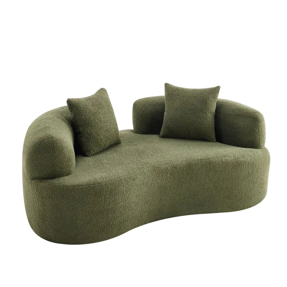 Medium-Firm 67-Inch Curved Foam Spring Loveseat Green - Omega Lifestyles