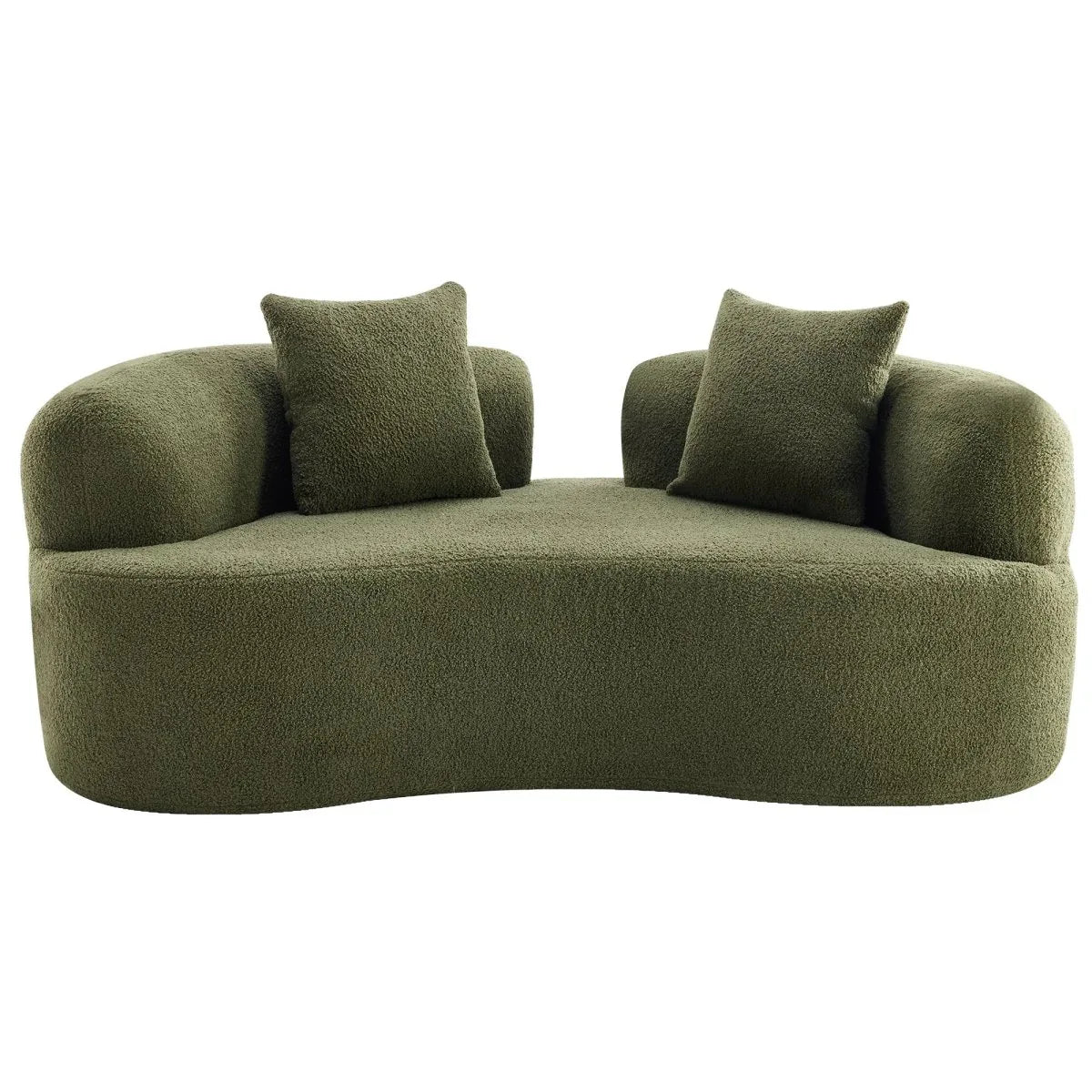 Medium-Firm 67-Inch Curved Foam Spring Loveseat Green - Omega Lifestyles