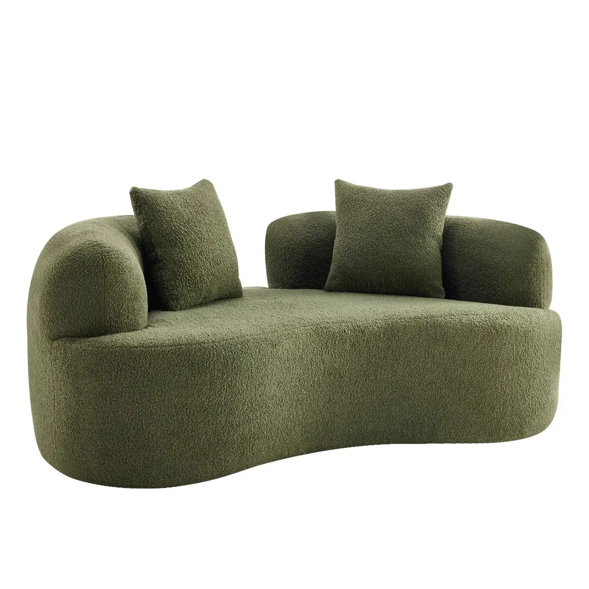 Medium-Firm 67-Inch Curved Foam Spring Loveseat Green - Omega Lifestyles