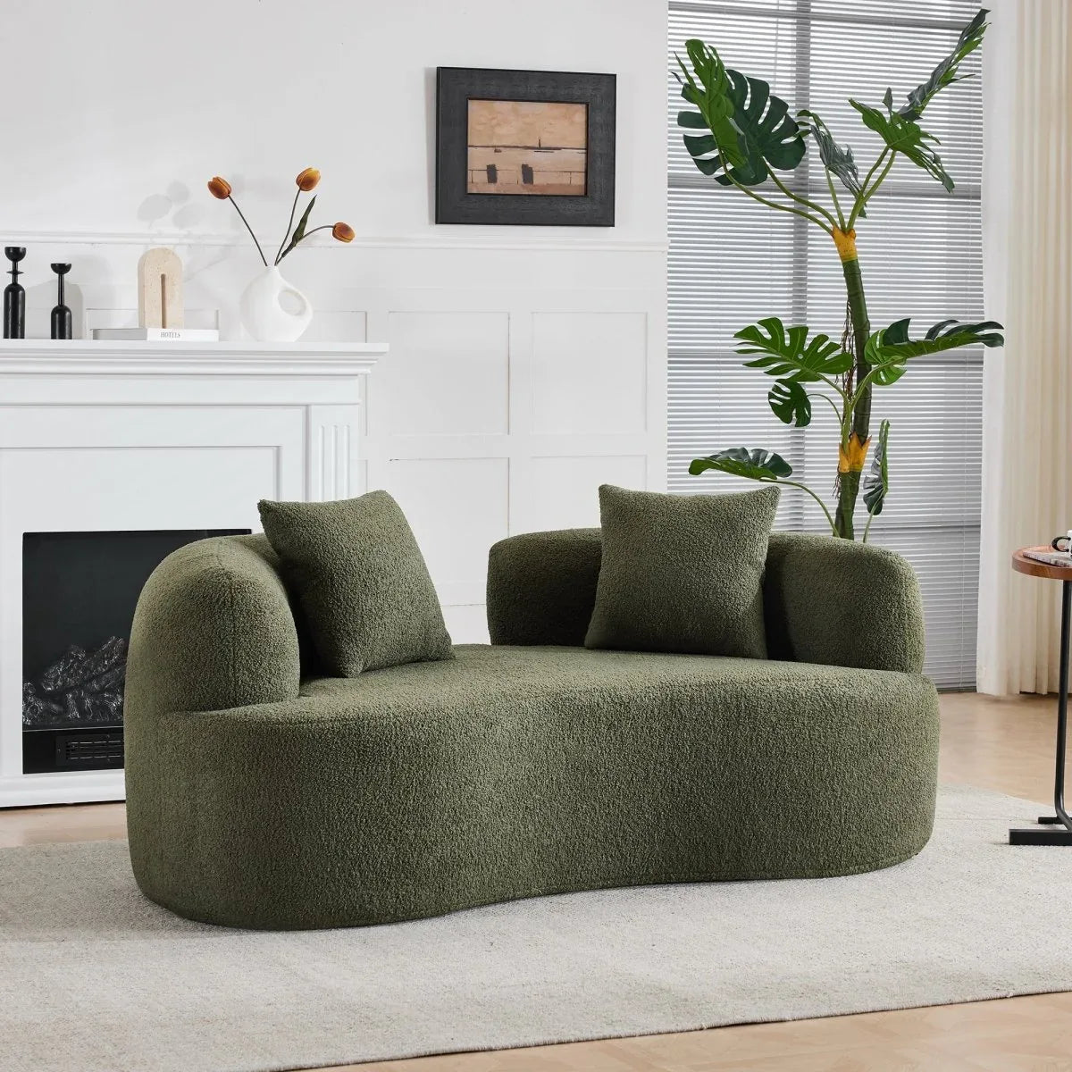Medium-Firm 67-Inch Curved Foam Spring Loveseat Green - Omega Lifestyles