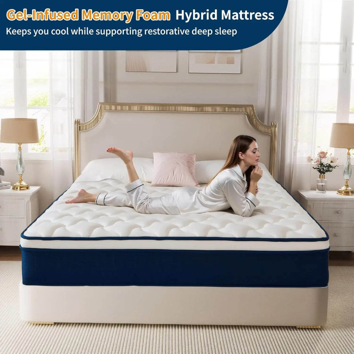 Medium Gel Memory Foam Hybrid Mattress With Pocket Springs - Omega Lifestyles
