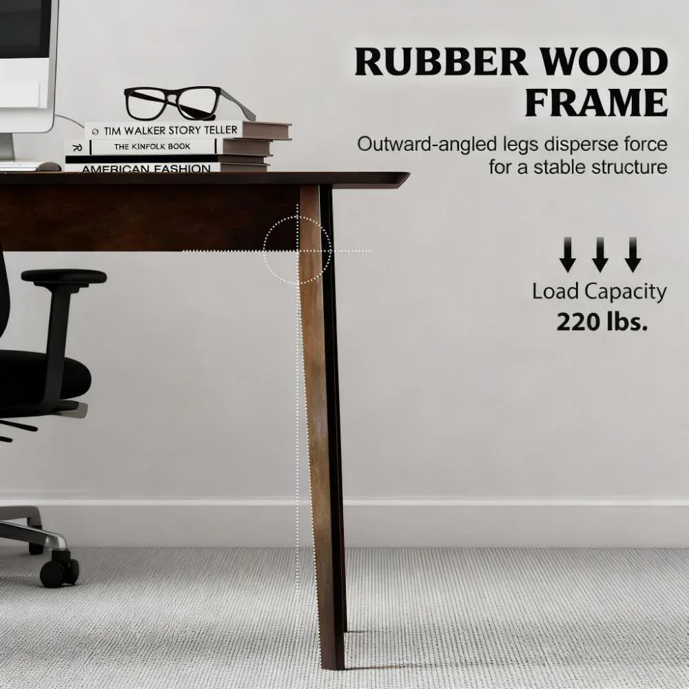 Mid-Century Modern Rubber Wood Rectangle Dining Table - Omega Lifestyles