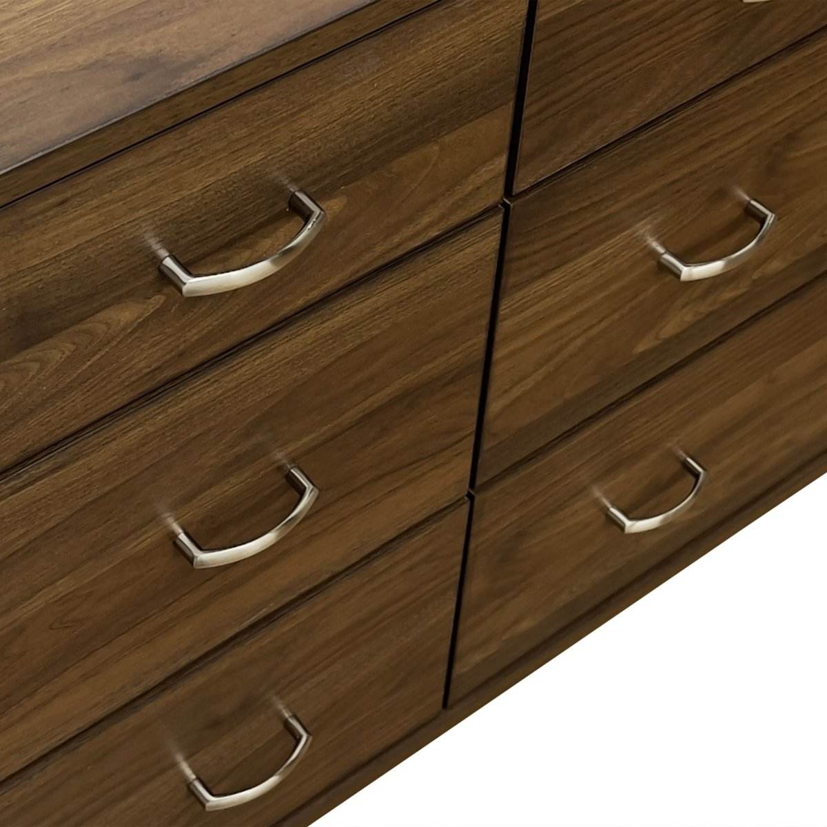 Mid-Century Modern Walnut MDF Double Dresser - Sleep Galleria