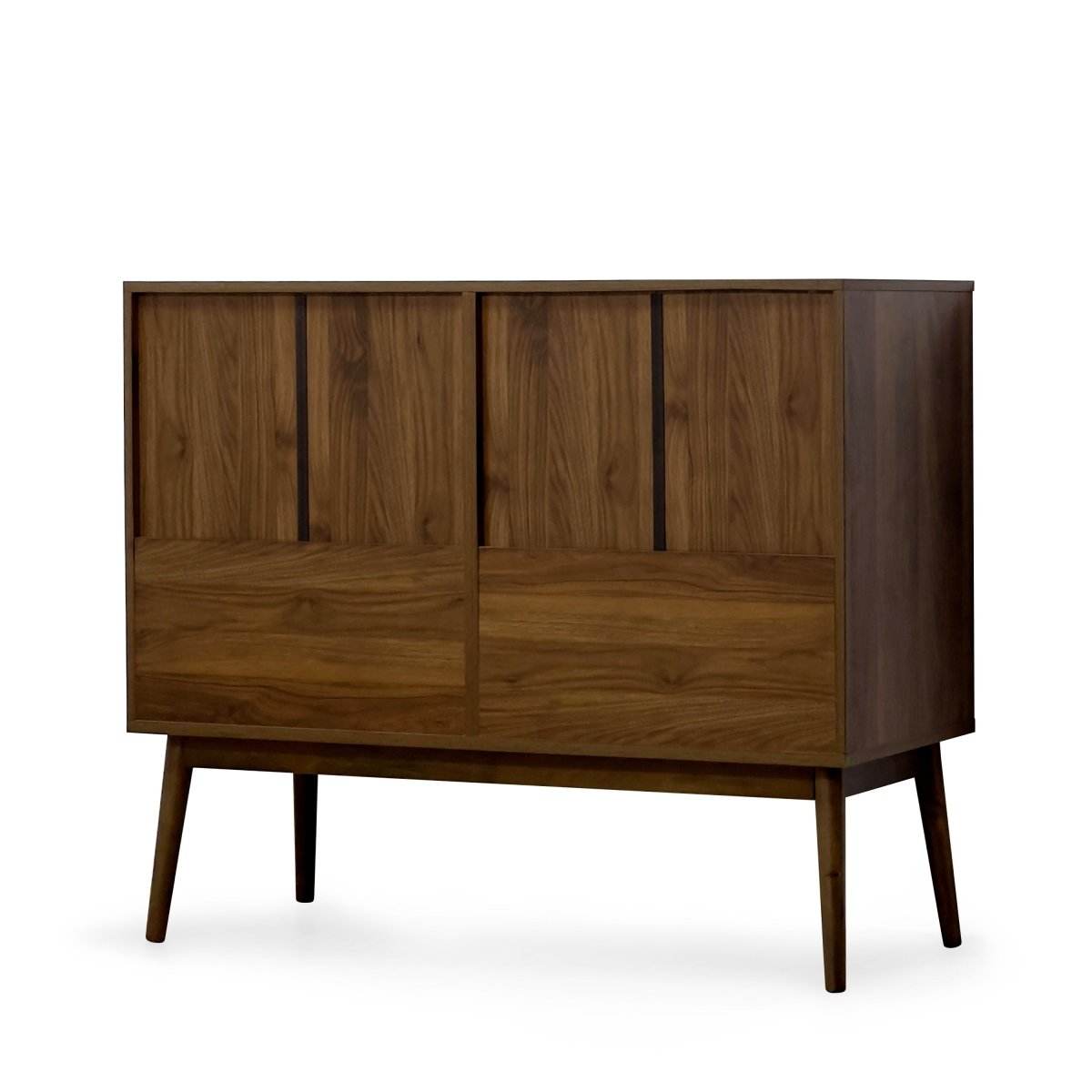 Mid-Century Modern Walnut MDF Double Dresser - Sleep Galleria