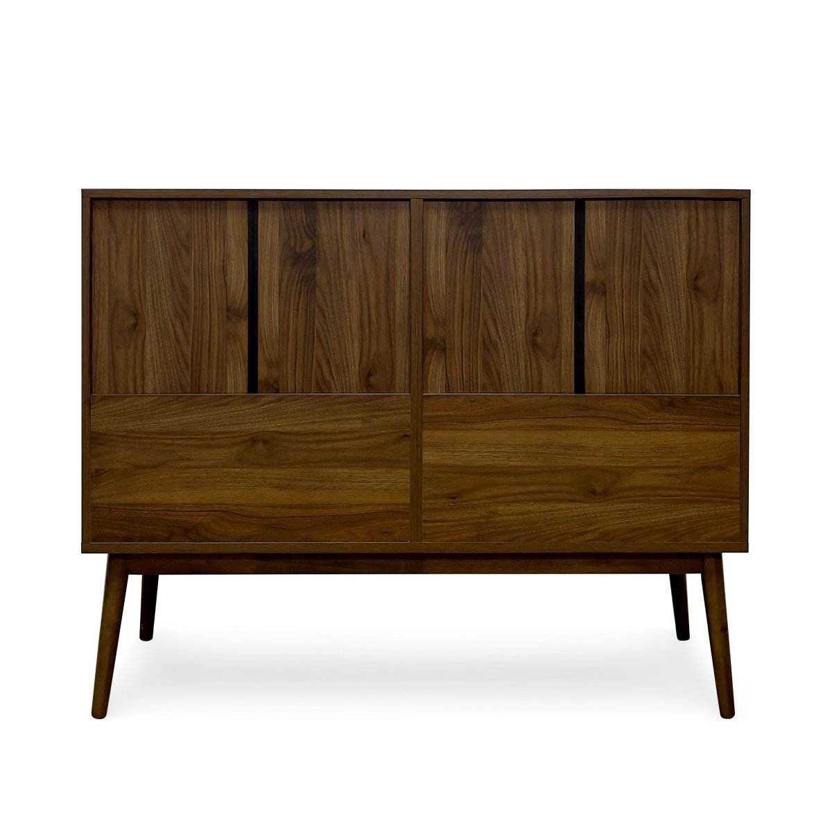 Mid-Century Modern Walnut MDF Double Dresser - Sleep Galleria