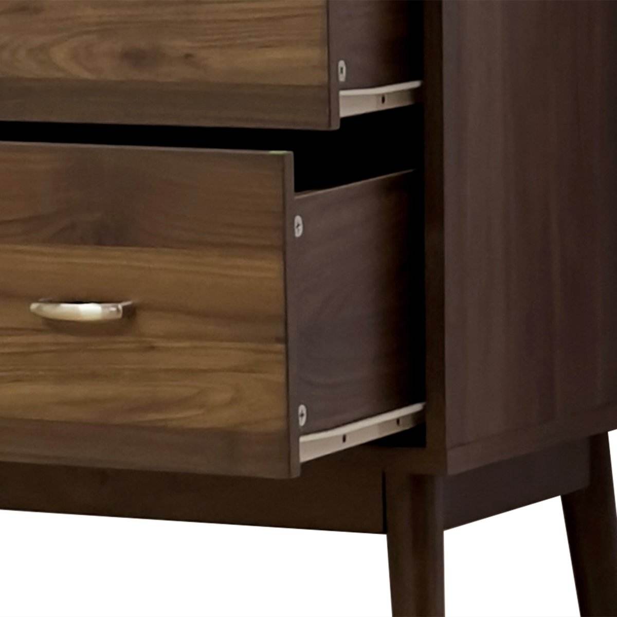 Mid-Century Modern Walnut MDF Double Dresser - Sleep Galleria