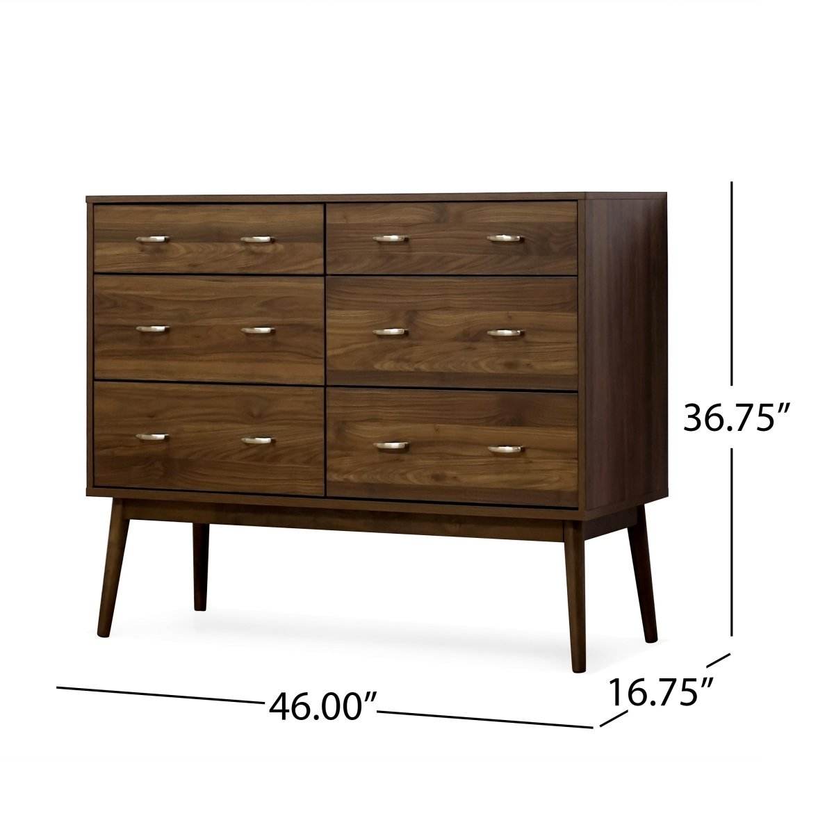 Mid-Century Modern Walnut MDF Double Dresser - Sleep Galleria