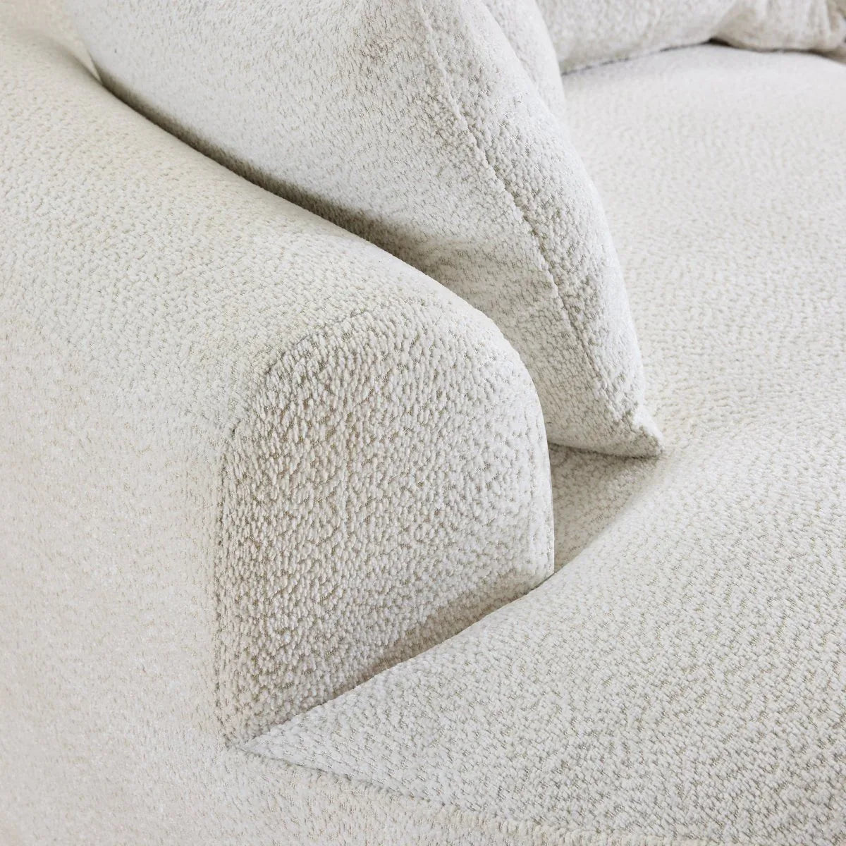 Minimalist Curved Chenille 5-Seat Foam Sofa With Pillows - Omega Lifestyles