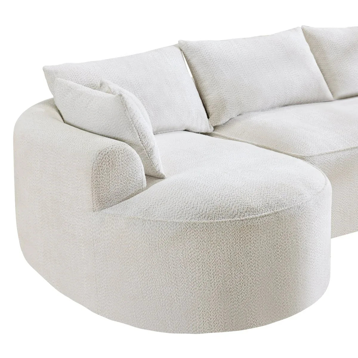 Minimalist Curved Chenille 5-Seat Foam Sofa With Pillows - Omega Lifestyles