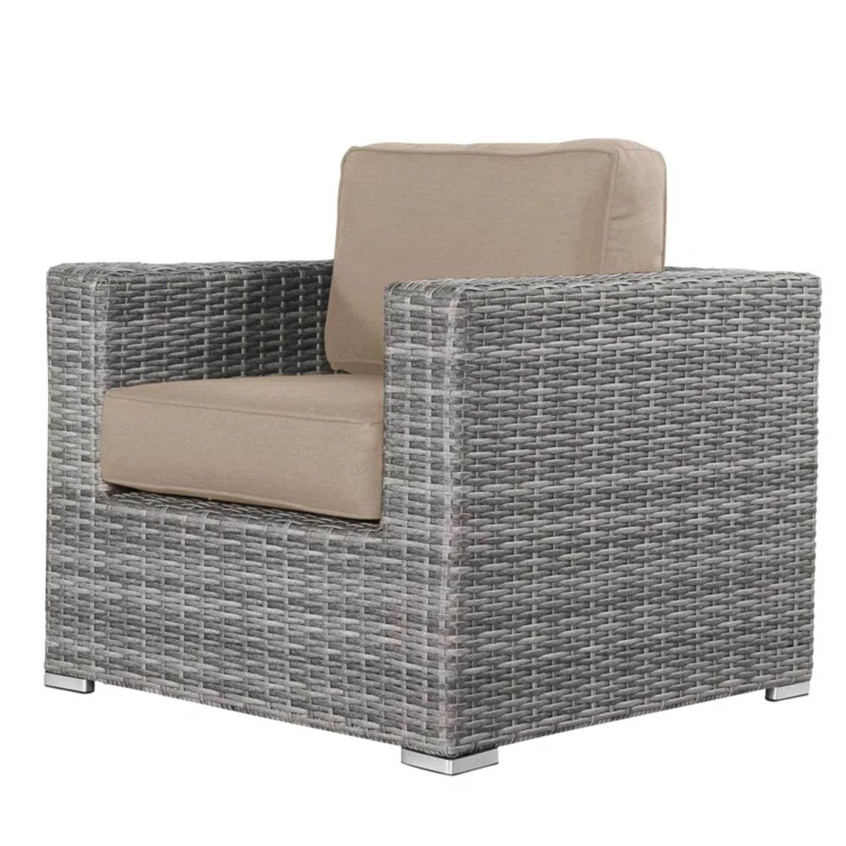 Mixed Gray Wicker Patio Armchair With Sunbrella Cushions - Serenova - Omega Lifestyles