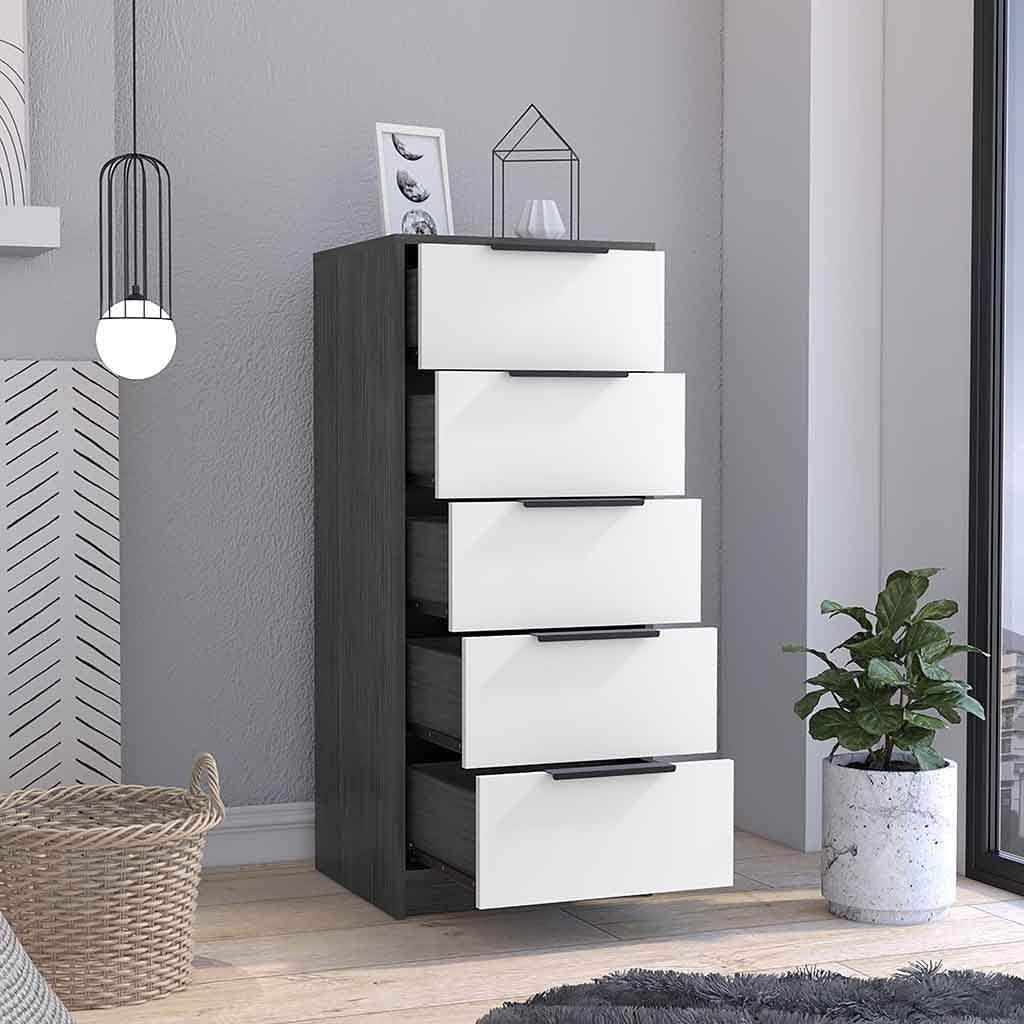 Modern 42-Inch Five Drawer Vertical Particle Board Dresser - Sleep Galleria