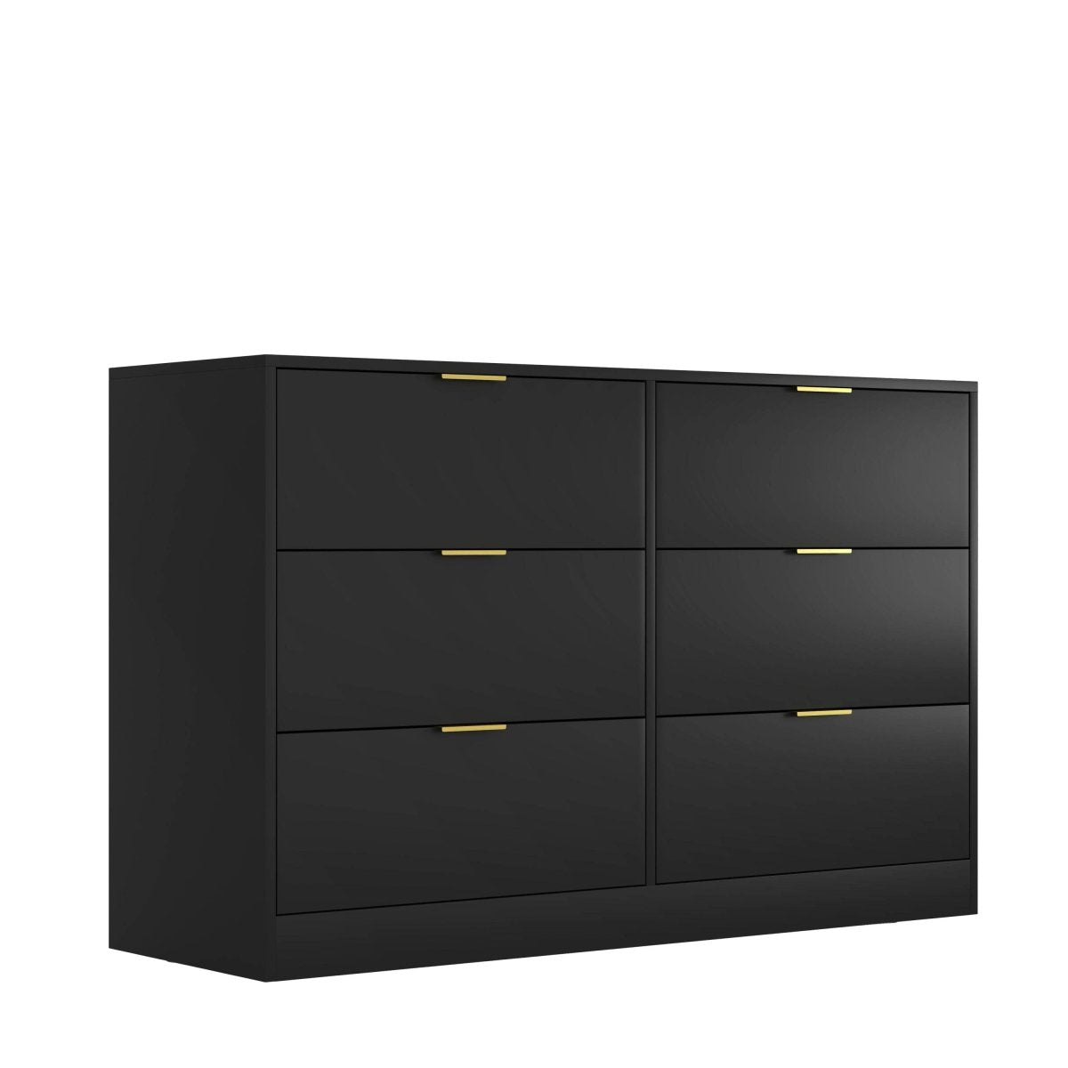 Modern 6 - Drawer Black Particle Board Storage Dresser - Serenova - Omega Lifestyles