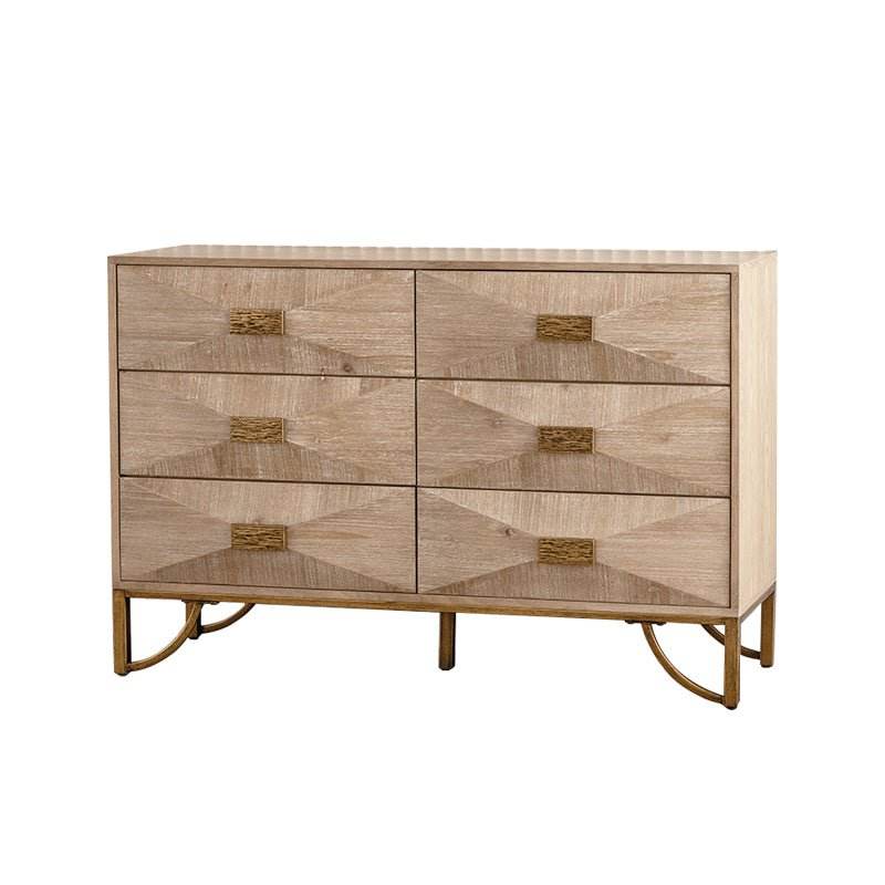 Modern 6-Drawer Solid Wood Dresser With Metal Rails - Sleep Galleria