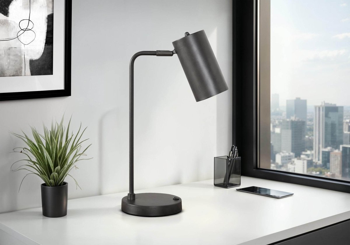 Modern Adjustable Grey Metal Table Lamp With USB Port - Sleep Galleria