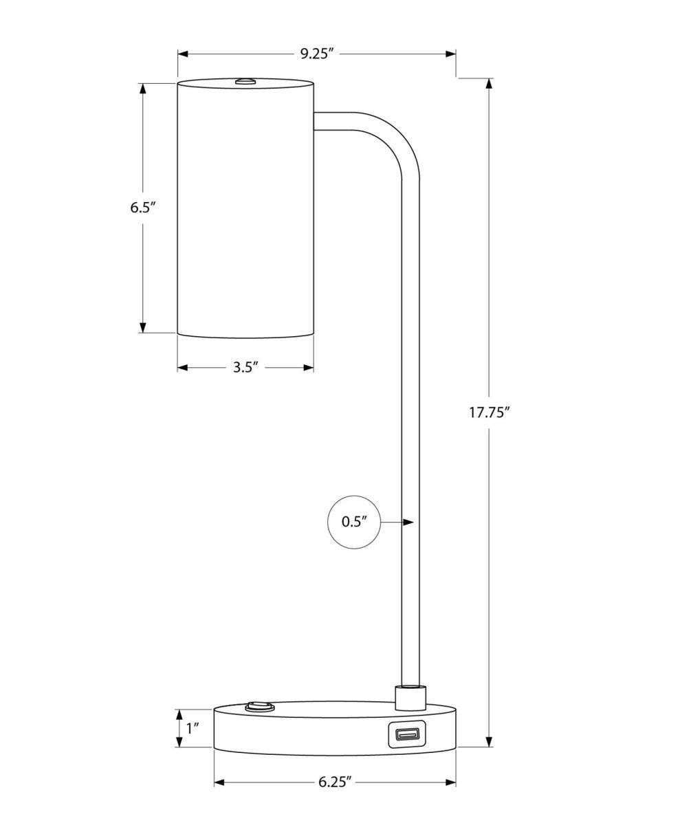 Modern Adjustable Grey Metal Table Lamp With USB Port - Sleep Galleria