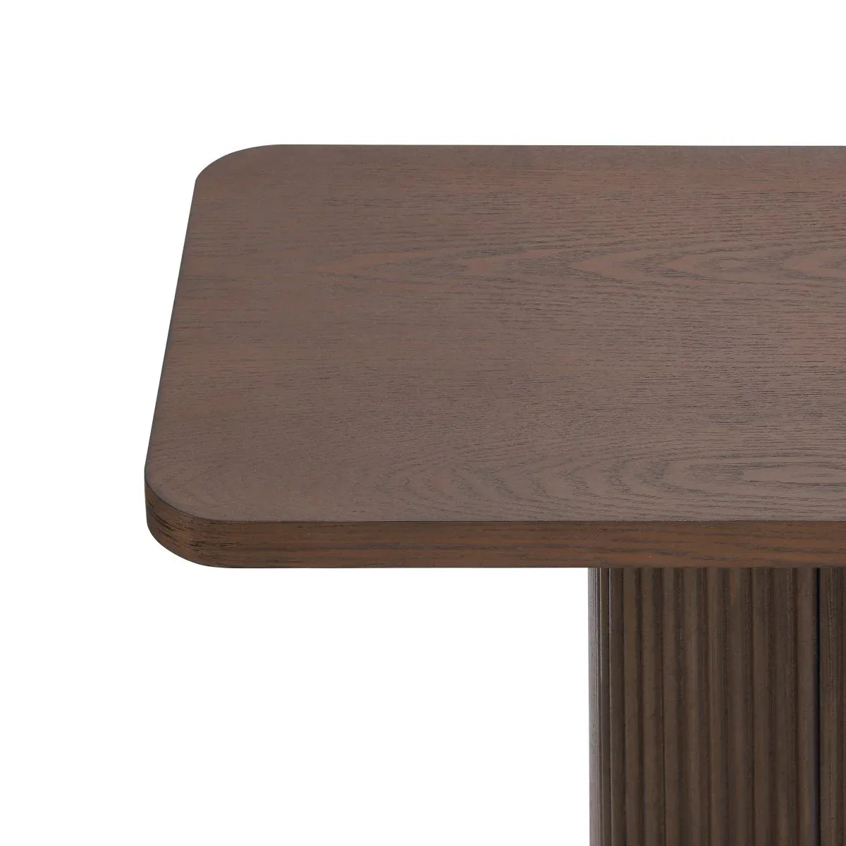 Modern Ash Veneer Pedestal Console Table With Metal Accents - Omega Lifestyles