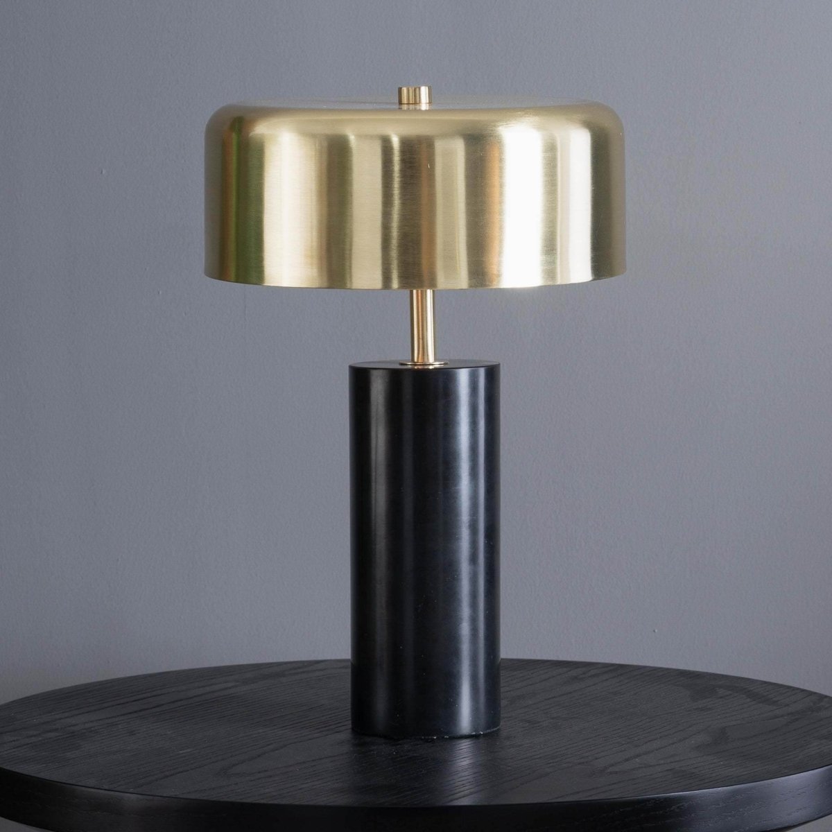Modern Black Marble Base Drum Shade Table Lamp - Sleep Galleria