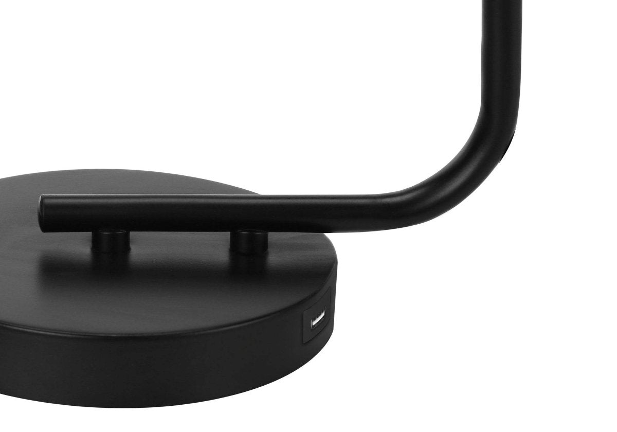 Modern Black Metal Table Lamp With USB Port - Sleep Galleria