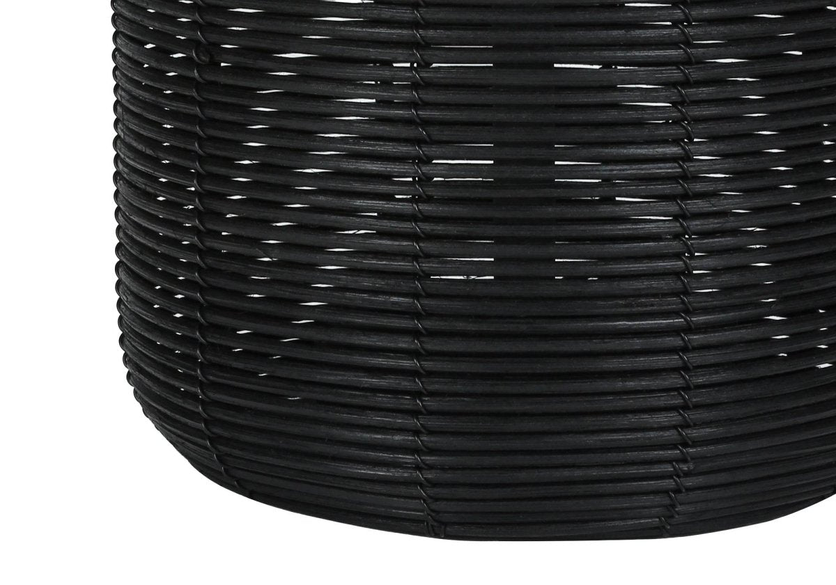 Modern Black Rattan Table Lamp With Ivory Drum Shade - Sleep Galleria