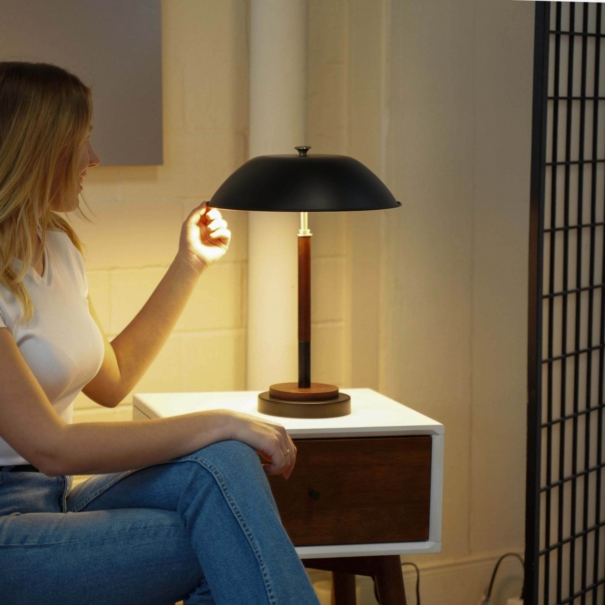 Modern Black Umbrella-Shaped Metal Table Lamp - Sleep Galleria