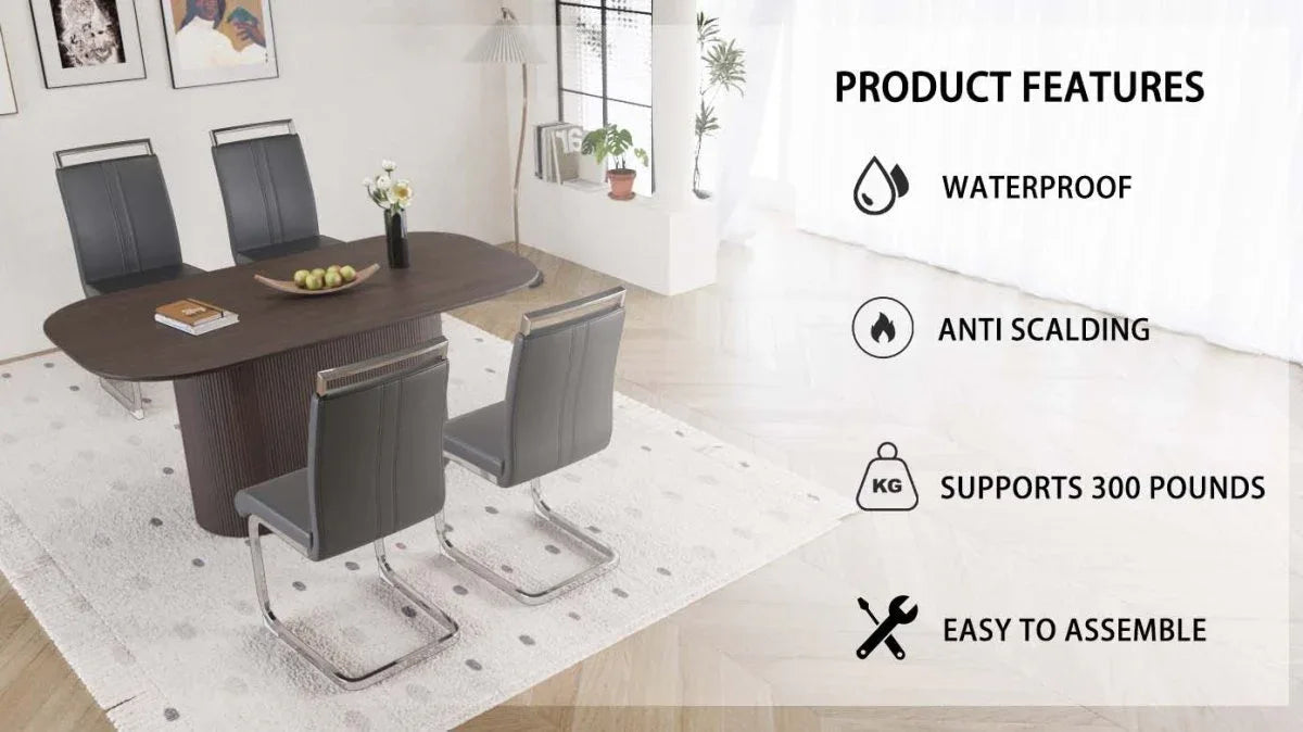 Modern Brown MDF Dining Table And PU Armless Chair Set - Omega Lifestyles