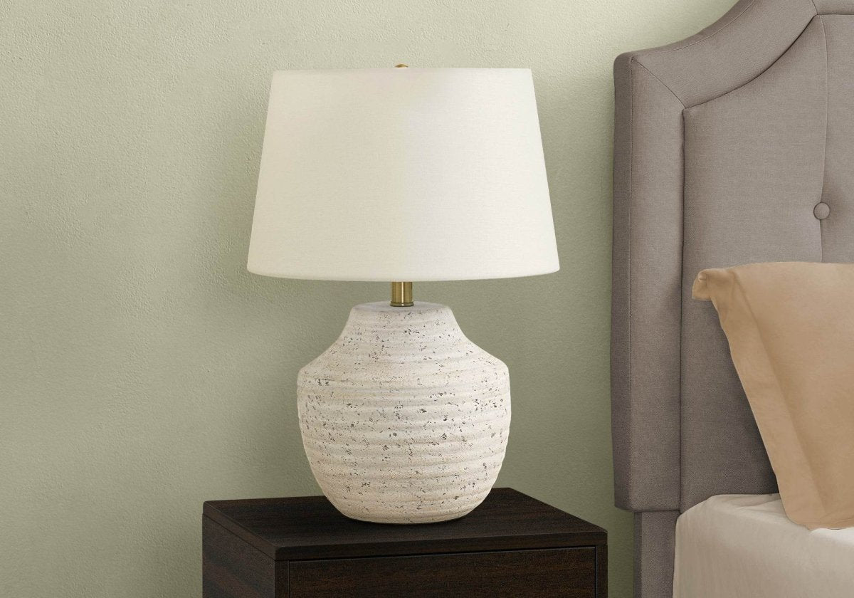 Modern Concrete Base Table Lamp With Ivory Shade - Sleep Galleria