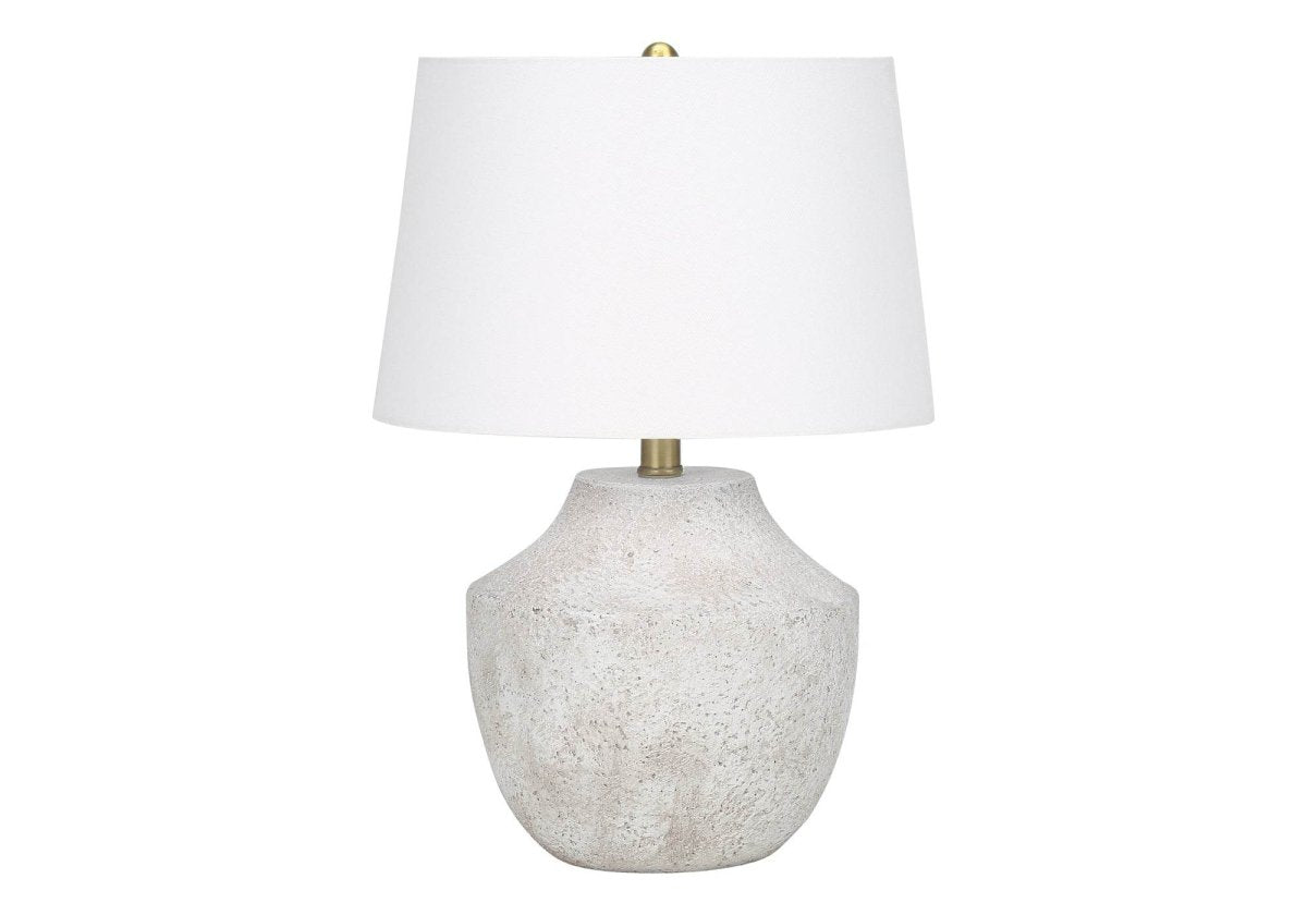 Modern Concrete Urn Base Table Lamp With Ivory Shade - Sleep Galleria