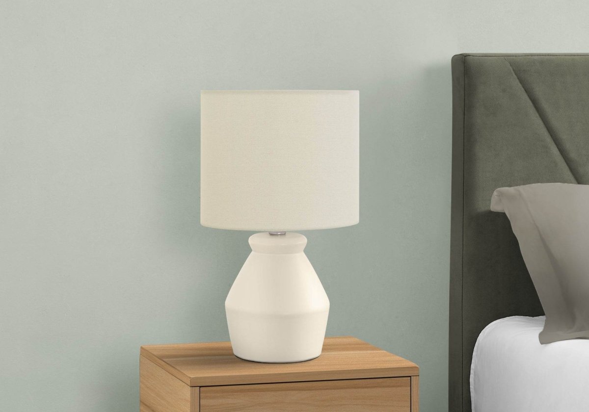 Modern Cream Ceramic Table Lamp With Ivory Shade - Sleep Galleria