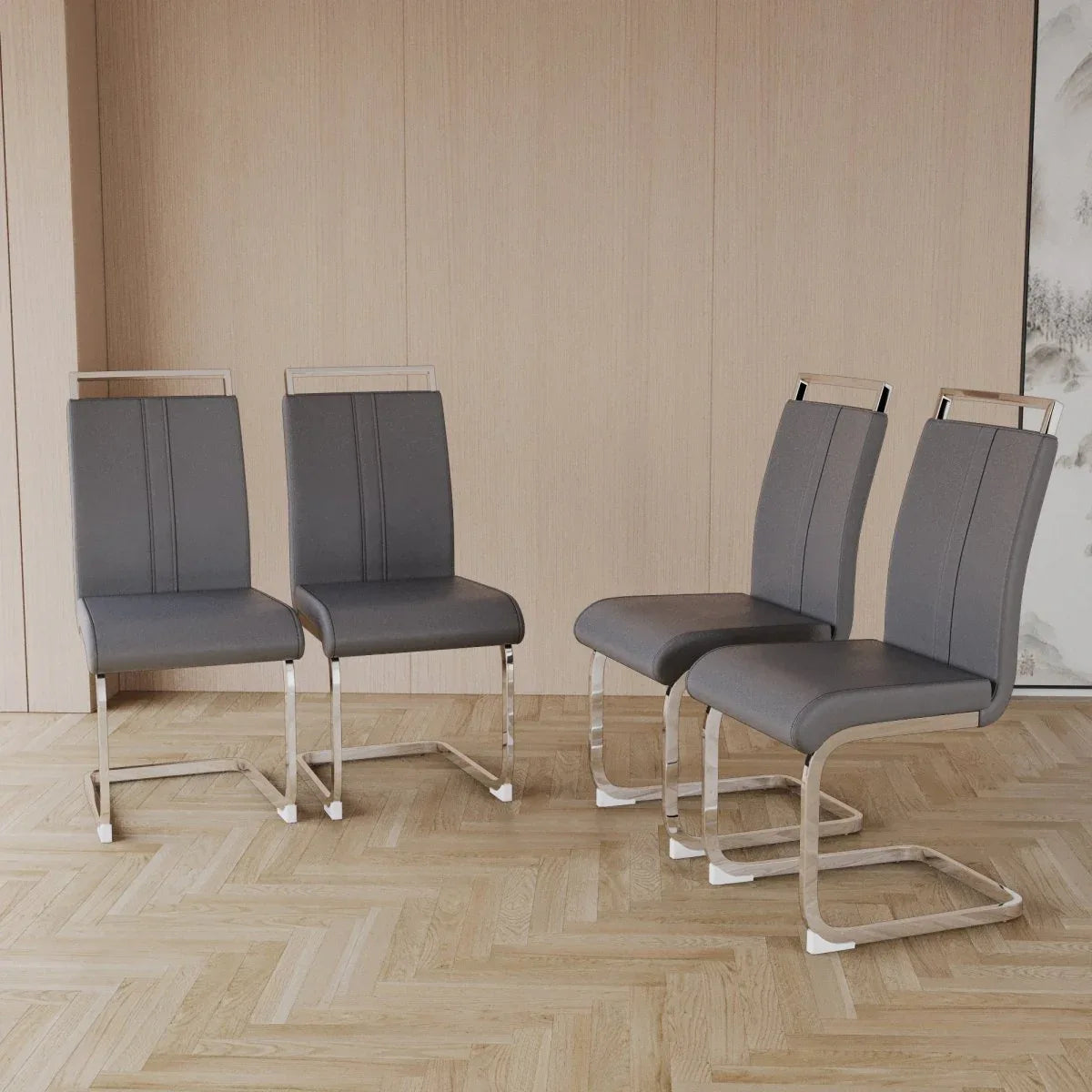 Modern Cream MDF Dining Table And PU Chairs Set - Omega Lifestyles