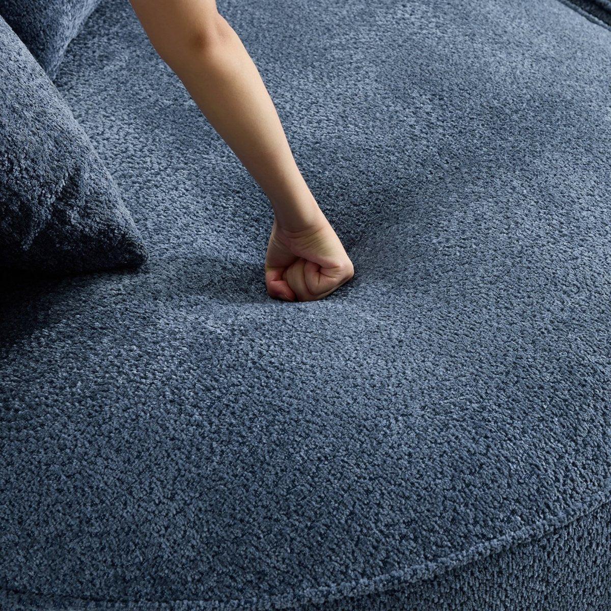 Modern Curved Blue Chenille Foam 5-Seat Sofa - Omega Lifestyles
