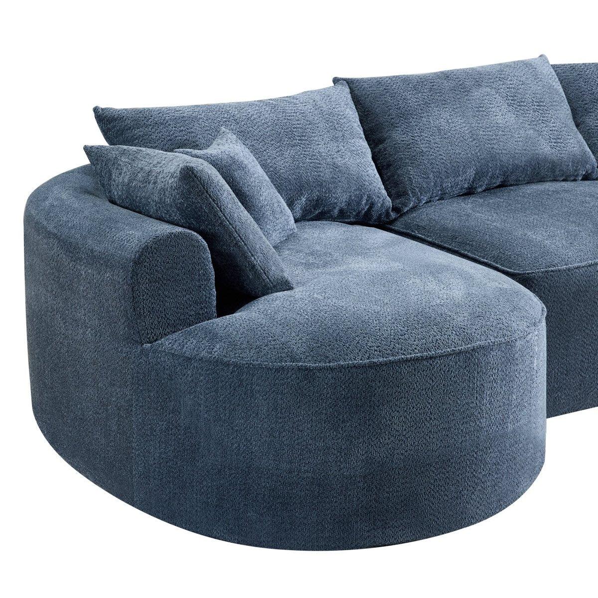 Modern Curved Blue Chenille Foam 5-Seat Sofa - Omega Lifestyles