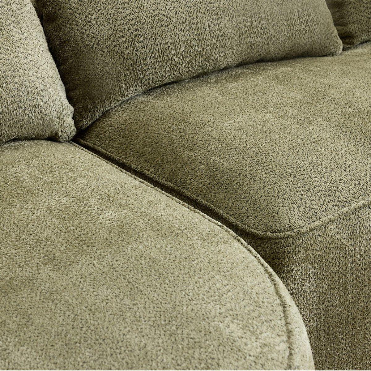Modern Curved Green Chenille 5-Seat Foam Sofa - Omega Lifestyles