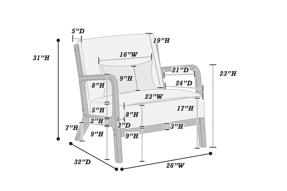 Modern Dark Gray Corduroy Accent Chair With Pillow - Omega Lifestyles