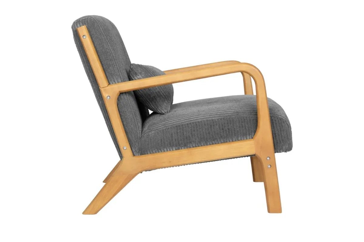 Modern Dark Gray Corduroy Accent Chair With Pillow - Omega Lifestyles