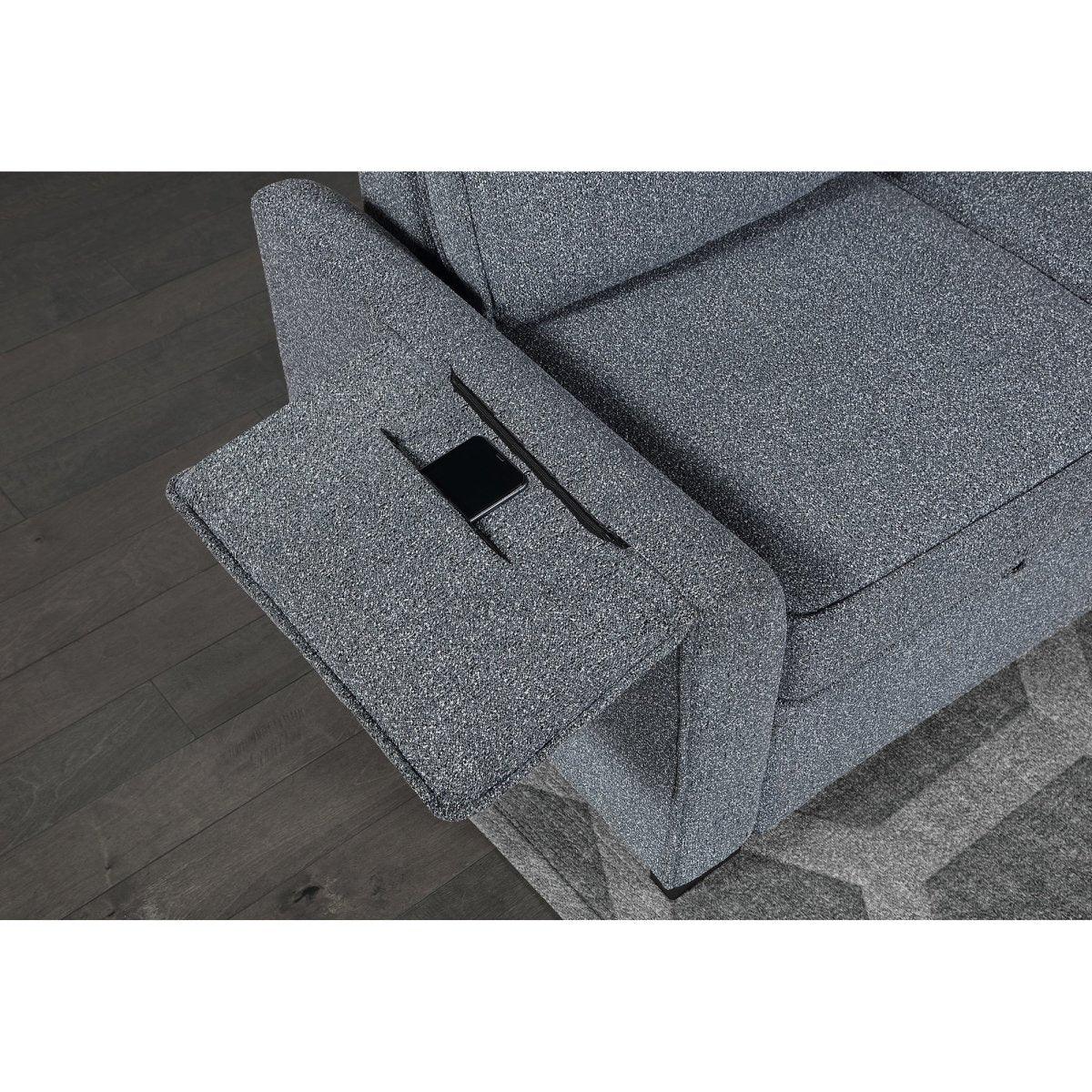 Modern Dark Grey Wood Frame Pull Out Sofabed With Storage Chaise - Omega Lifestyles