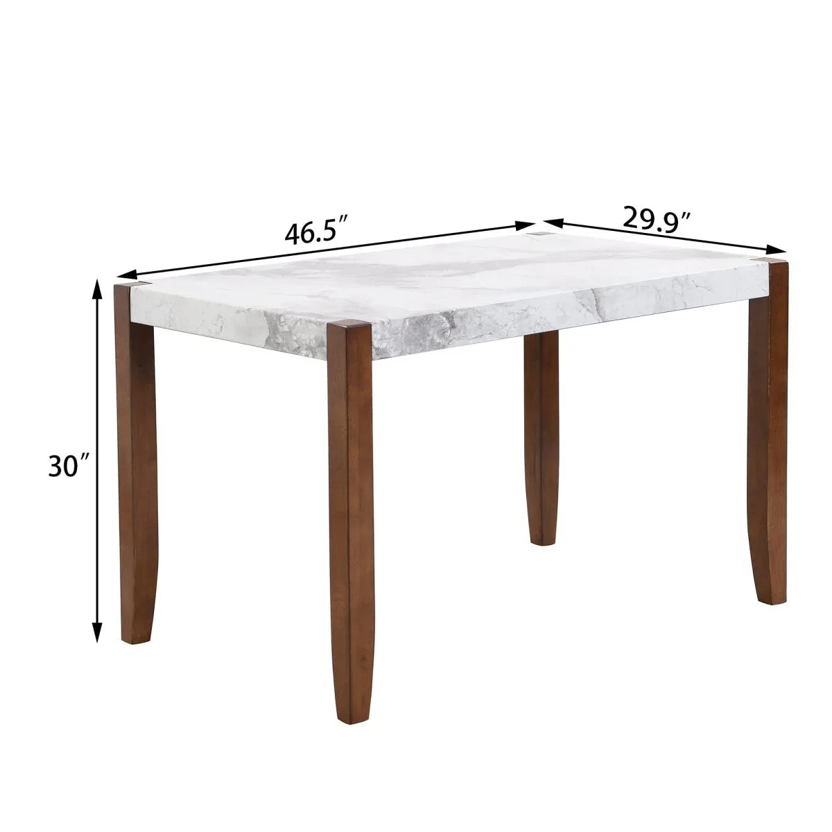 Modern Faux Marble Rectangular Dining Table With Rubber Wood Legs - Omega Lifestyles