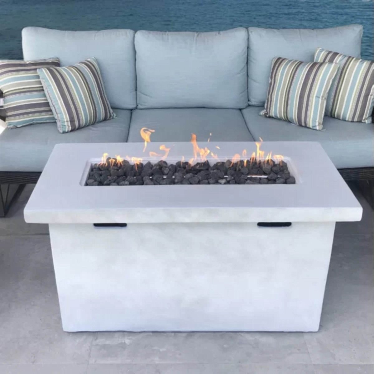 Modern Fiber-Reinforced Concrete Outdoor Propane Fire Pit Table - Omega Lifestyles