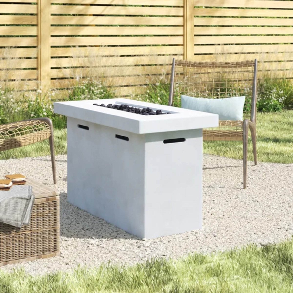 Modern Fiber-Reinforced Concrete Outdoor Propane Fire Pit Table - Omega Lifestyles