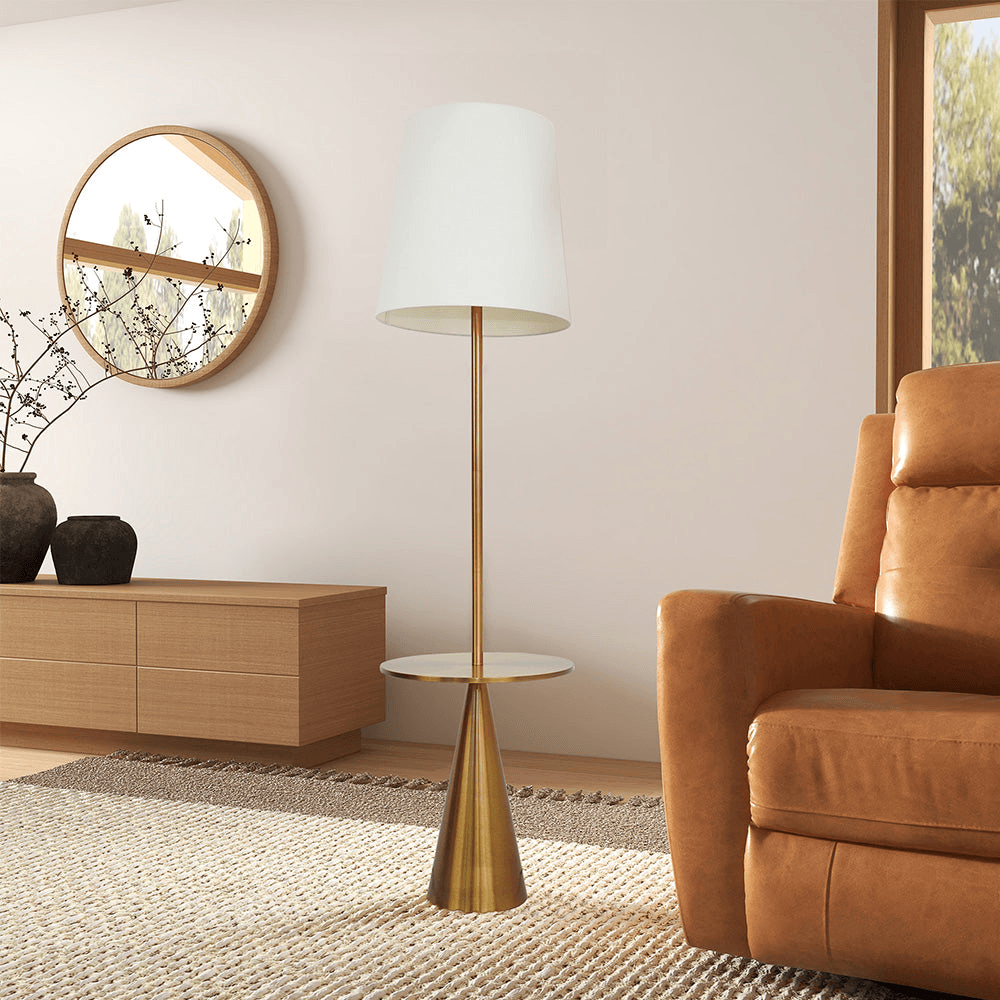 Modern Floor Lamp With Brass Accent Table - Sleep Galleria