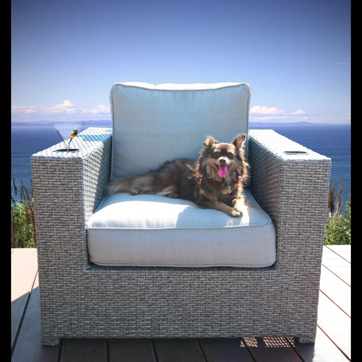 Modern Grey Wicker Adjustable Recline Patio Chair With Cushions - Serenova - Omega Lifestyles