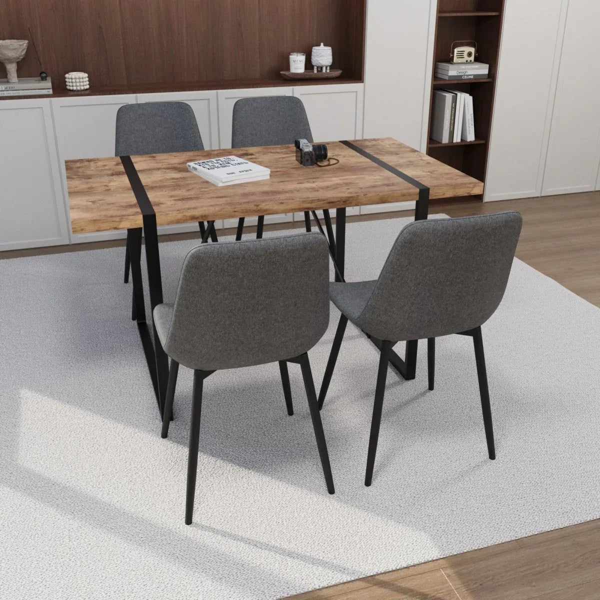 Modern Industrial MDF Dining Table And Chair Set - Omega Lifestyles