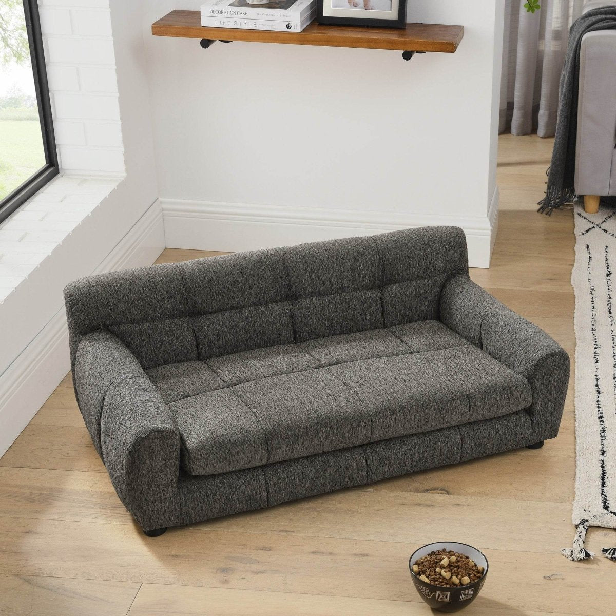 Modern Linen Fabric Dark Gray Pet Sofa - Sleep Galleria