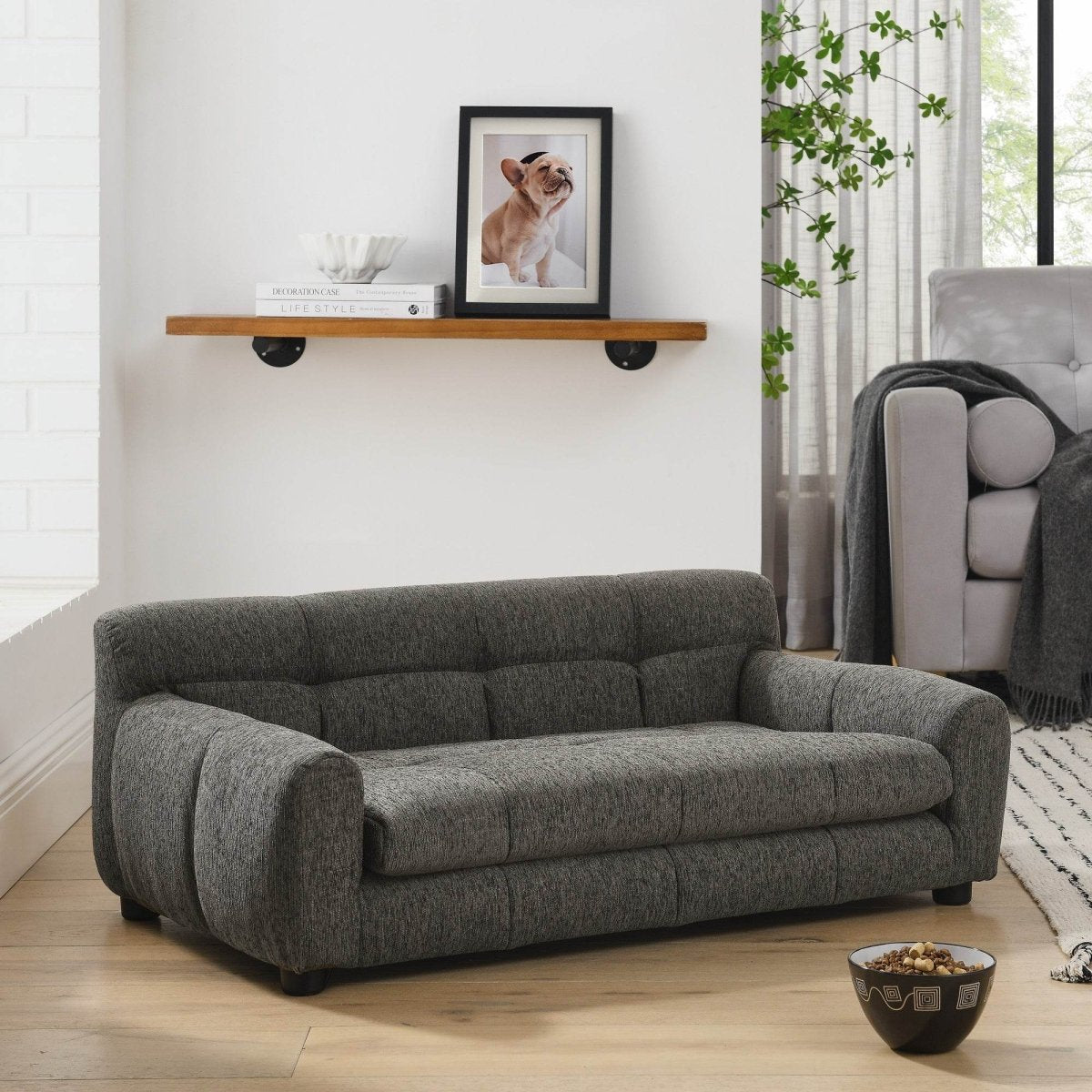 Modern Linen Fabric Dark Gray Pet Sofa - Sleep Galleria