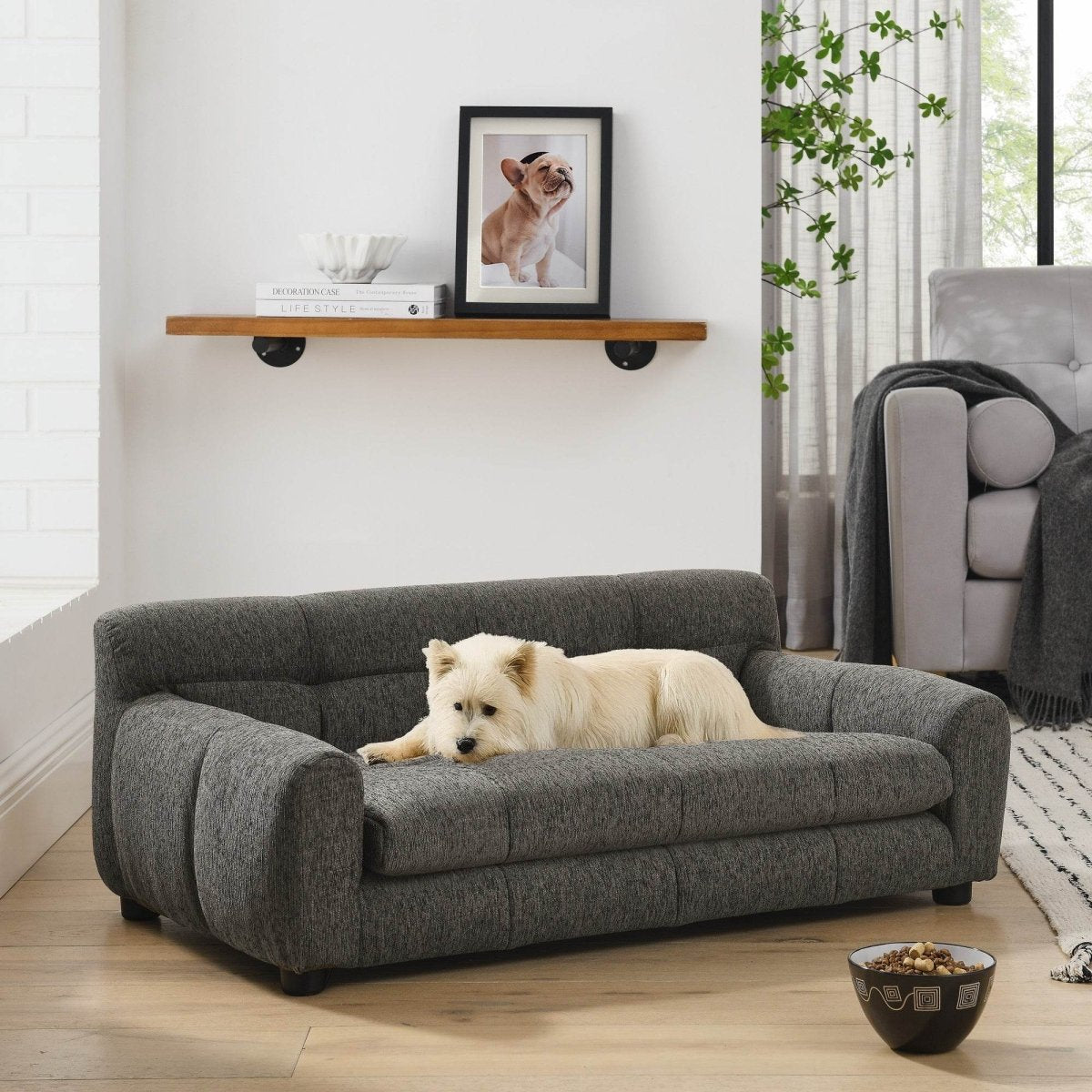 Modern Linen Fabric Dark Gray Pet Sofa - Sleep Galleria