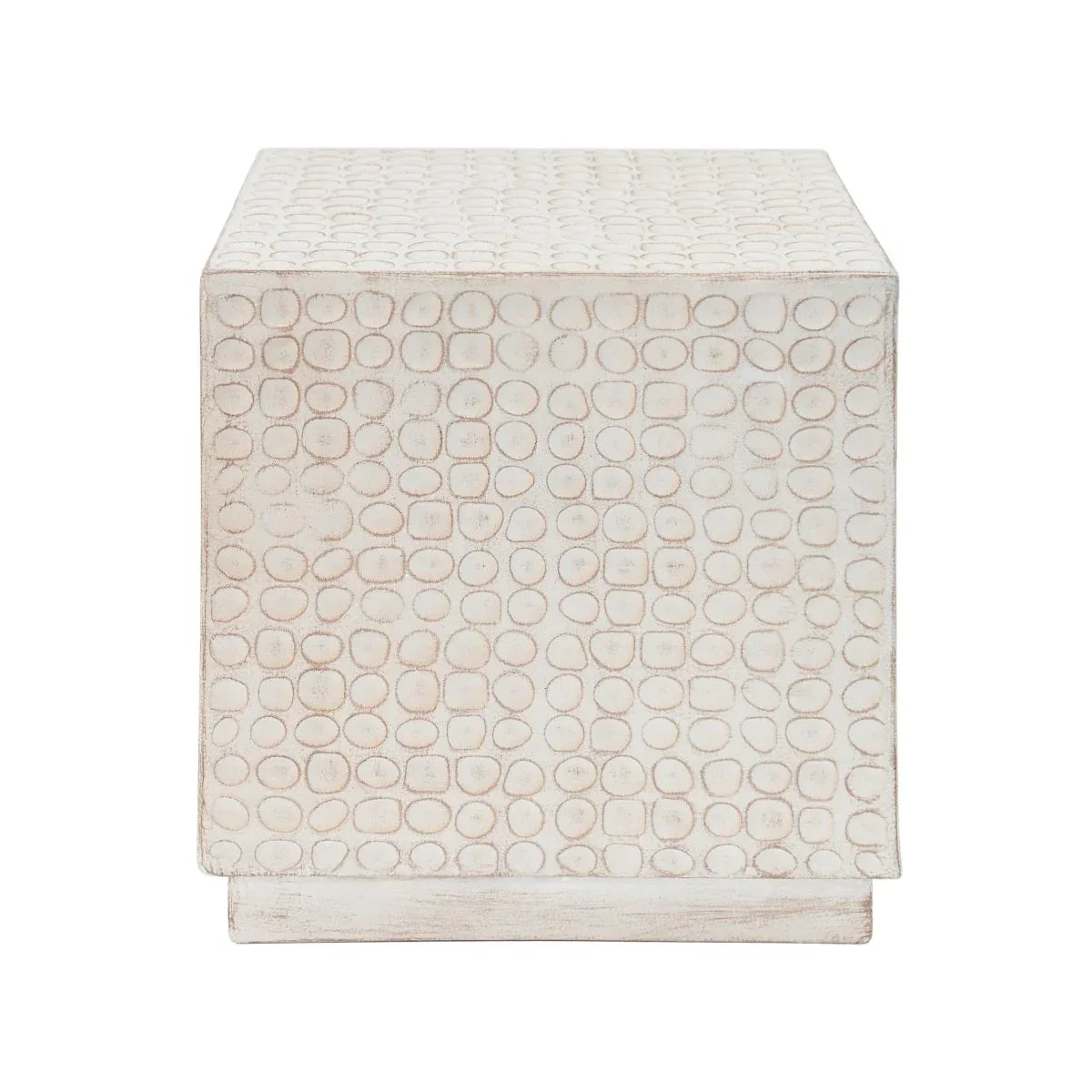 Modern Magnesium Oxide Cube Side Table 15x15x17 Inches - Omega Lifestyles