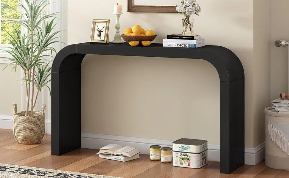 Modern Minimalist Black MDF Console Table 52-Inch - Omega Lifestyles